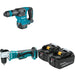 Makita XAD02Z 3/8" Angle Drill W/ XKH01Z 18V LXT AVT Power Scraper and BL1850B-2 5.0Ah Battery