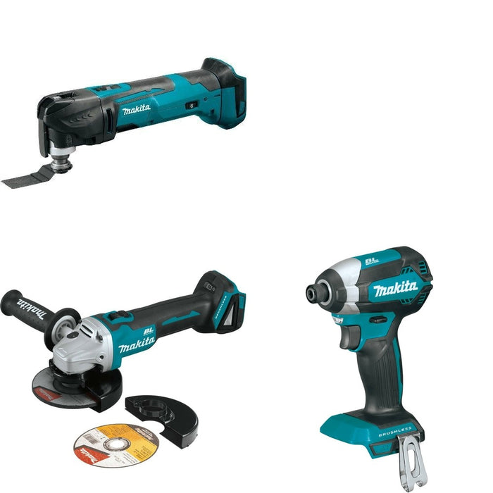 Makita XAG09Z Angle Grinder W/ XMT03Z Oscillating Multi-Tool and FREE XDT13Z Impact Driver