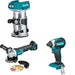 Makita XAG11Z Angle Grinder W/ XTR01Z Compact Router and FREE XDT13Z Impact Driver