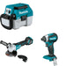 Makita XAG20Z Cut-Off/Angle Grinder W/ XCV11Z Wet/Dry Vacuum and FREE XDT13Z Impact Driver