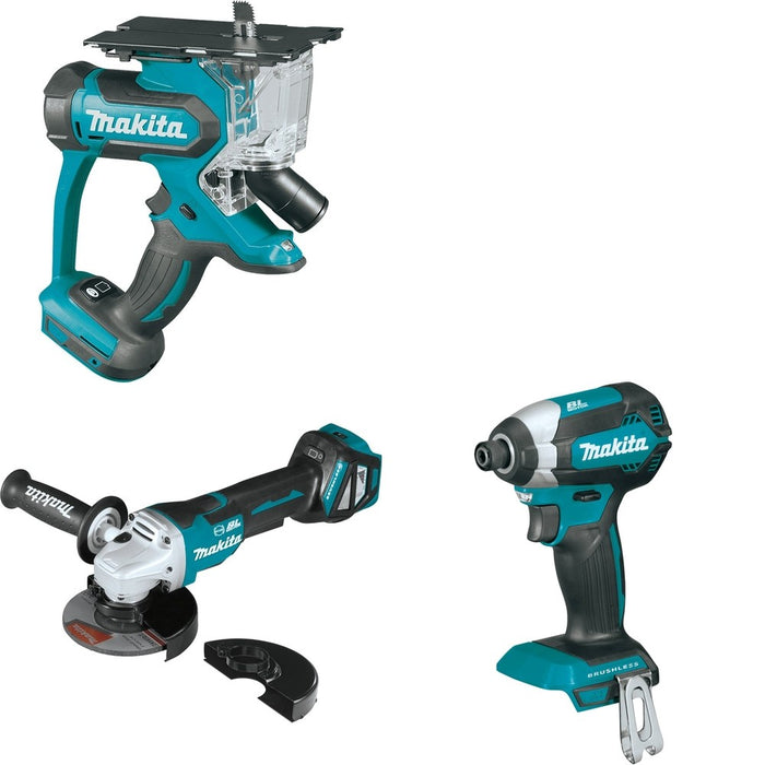 Makita XAG20Z Cut-Off/Angle Grinder W/ XDS01Z Cut-Out Saw and FREE XDT13Z Impact Driver