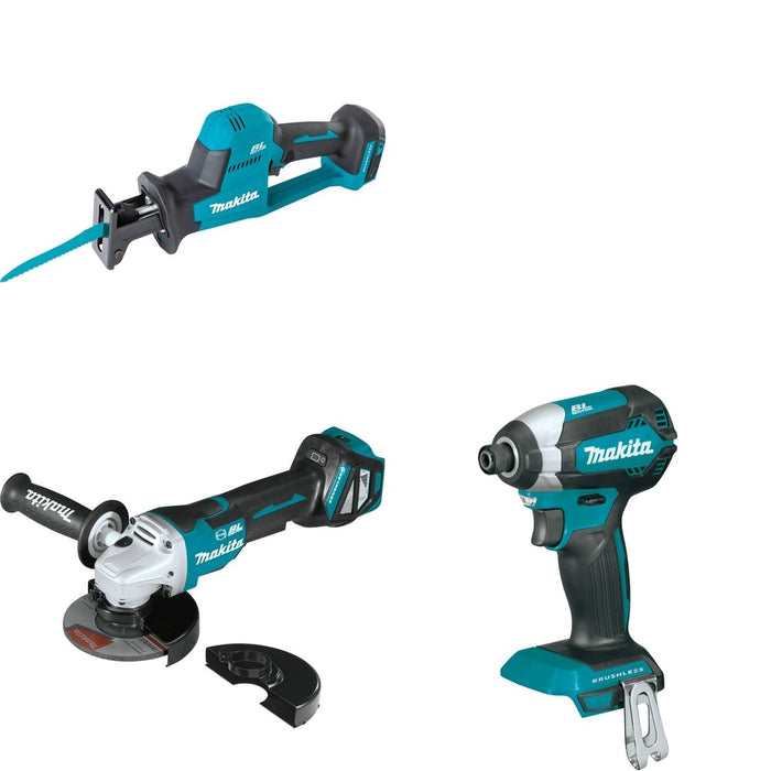 Makita XAG20Z Cut-Off/Angle Grinder W/ XRJ08Z Recipro Saw and FREE XDT13Z Impact Driver