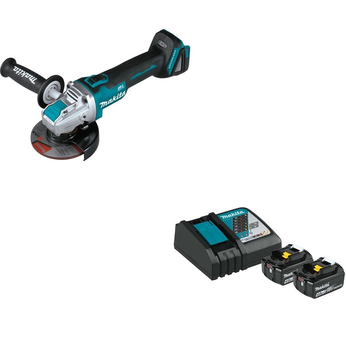 Makita XAG25Z 18V LXT 4-1/2" / 5" X-LOCK Angle Grinder, with AFT W/ BL1840BDC2X Battery