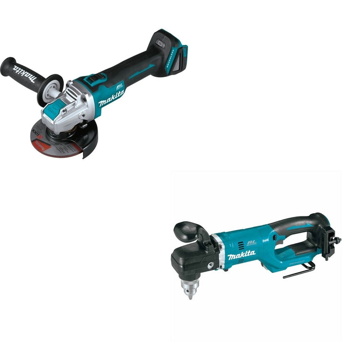 Makita XAG25Z 18V LXT 4-1/2" / 5" X-LOCK Angle Grinder W/ XAD05Z 18V LXT 1/2" Right Angle Drill