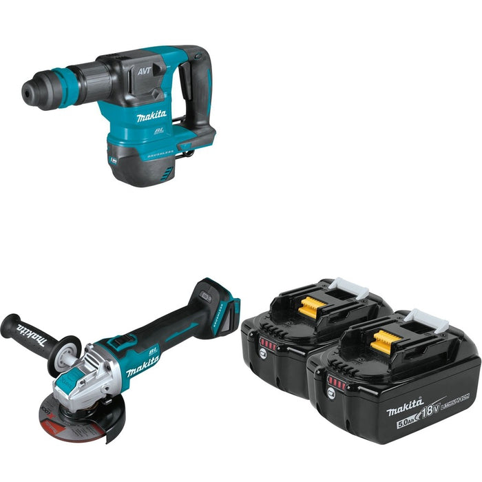Makita XAG25Z 4-1/2" / 5" X-LOCK Angle Grinder W/ XKH01Z AVT Power and BL1850B-2 5.0Ah Battery