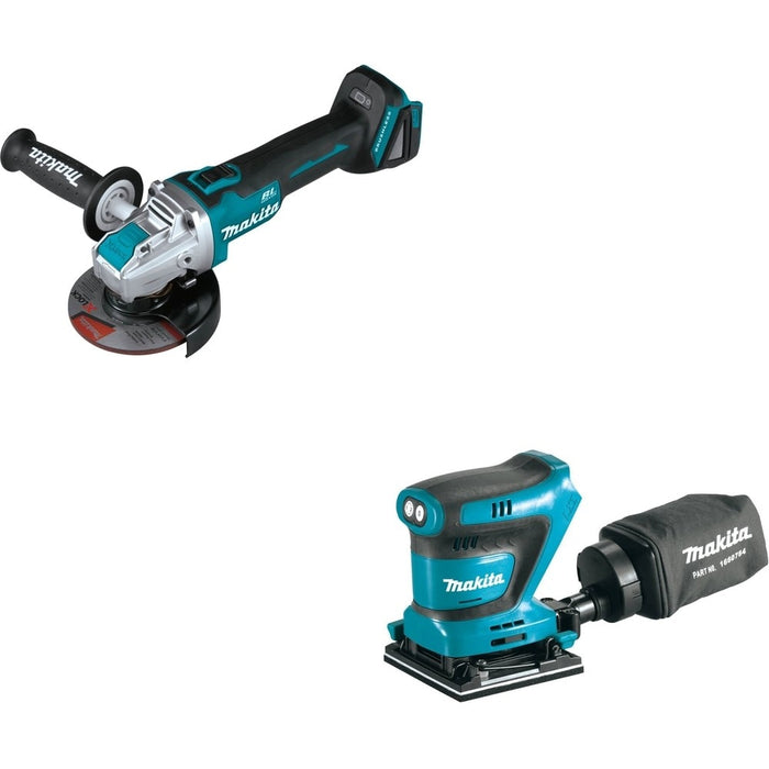 Makita XAG25Z 18V LXT 4-1/2" / 5" X-LOCK Angle Grinder, with AFT W/ XOB02Z 1/4 Sheet Finishing