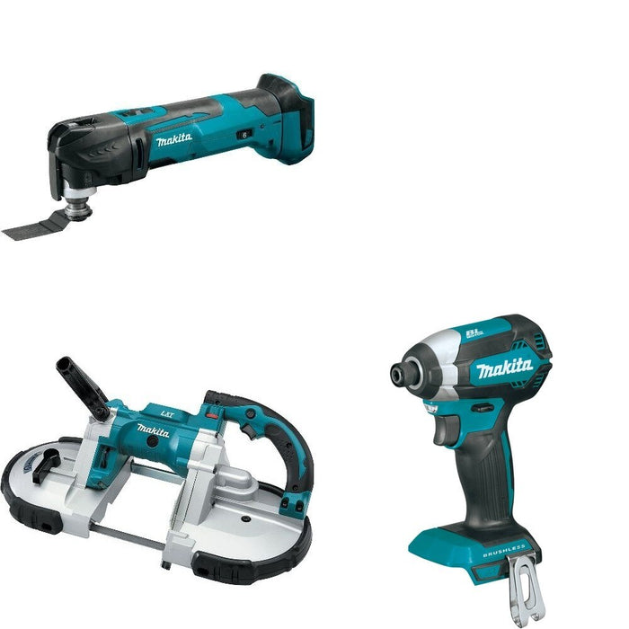 Makita XBP02Z Portable Band Saw W/ XMT03Z Oscillating Multi-Tool and FREE XDT13Z Impact Driver