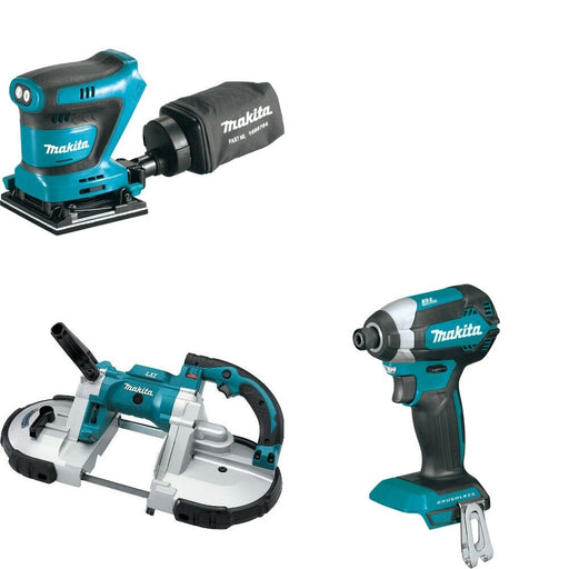 Makita XBP02Z Portable Band Saw W/ XOB02Z Finishing Sander and FREE XDT13Z Impact Driver