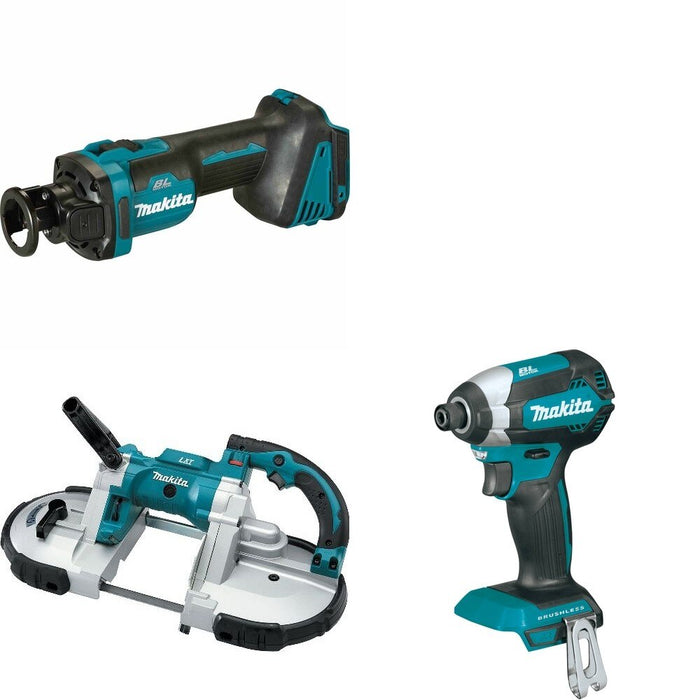 Makita XBP02Z Portable Band Saw W/ XOC02Z Cut-Out Tool and FREE XDT13Z Impact Driver