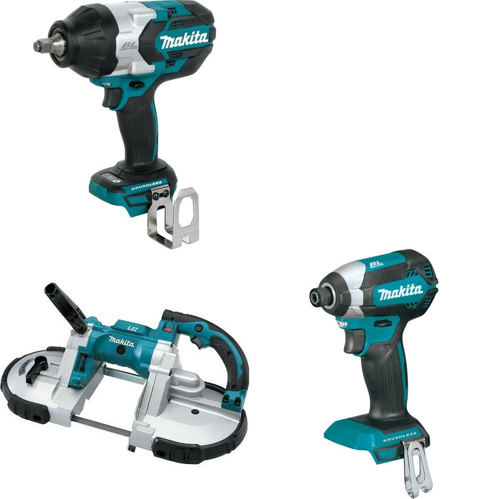 Makita XBP02Z Portable Band Saw W/ XWT08Z Impact Wrench and FREE XDT13Z Impact Driver