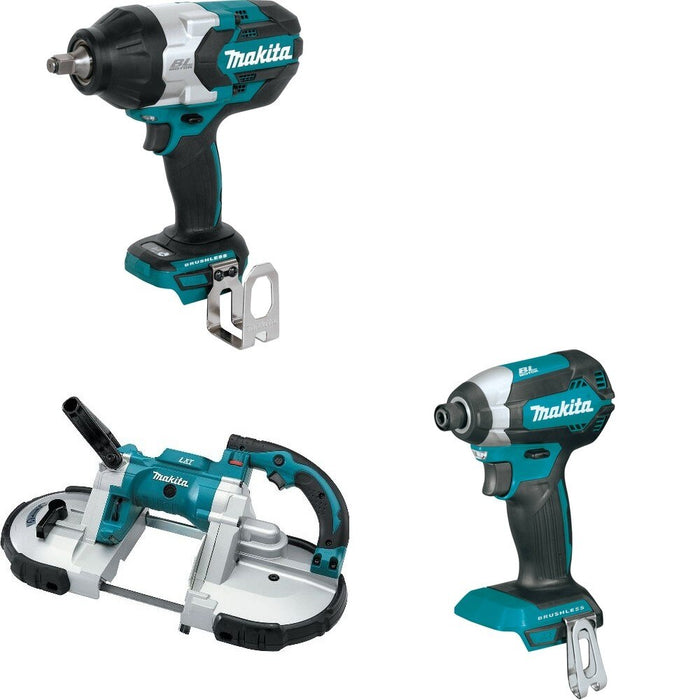 Makita XBP02Z Portable Band Saw W/ XWT08Z Impact Wrench and FREE XDT13Z Impact Driver