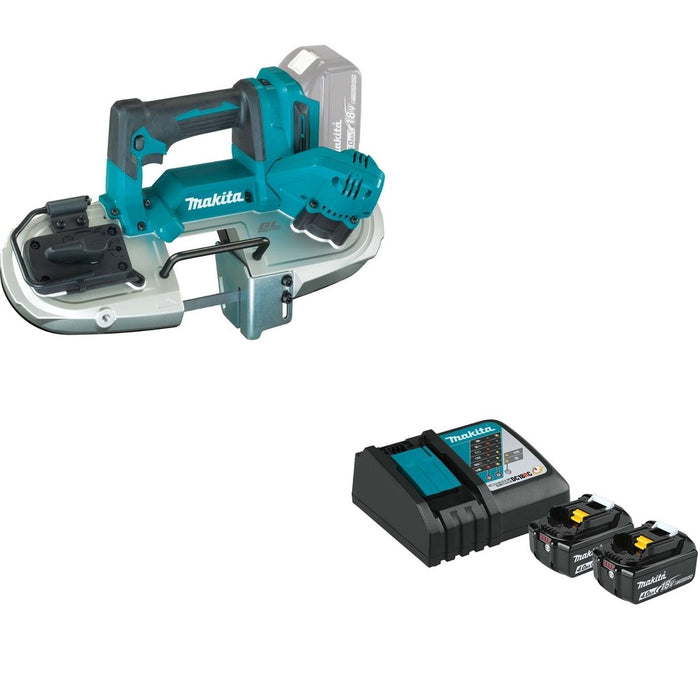 Makita XBP04Z 18V LXT Band Saw W/ BL1840BDC2X Battery and Rapid Optimum Charger Starter Pack