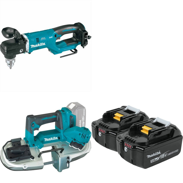 Makita XBP04Z 18V LXT Band Saw W/ XAD05Z 1/2" Right Angle Drill and BL1850B-2 5.0Ah Battery, 2