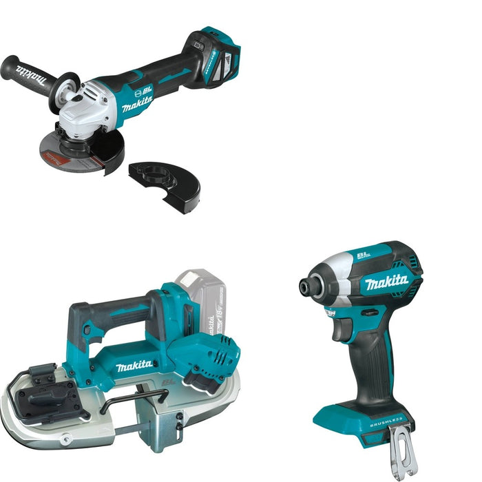 Makita XBP04Z Compact Band Saw W/ XAG20Z Cut-Off/Angle Grinder and FREE XDT13Z Impact Driver