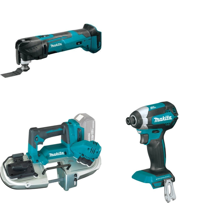 Makita XBP04Z Compact Band Saw W/ XMT03Z Oscillating Multi-Tool and FREE XDT13Z Impact Driver