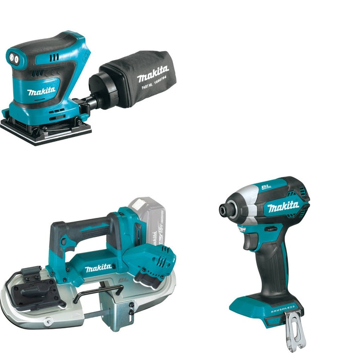 Makita XBP04Z Compact Band Saw W/ XOB02Z Finishing Sander and FREE XDT13Z Impact Driver