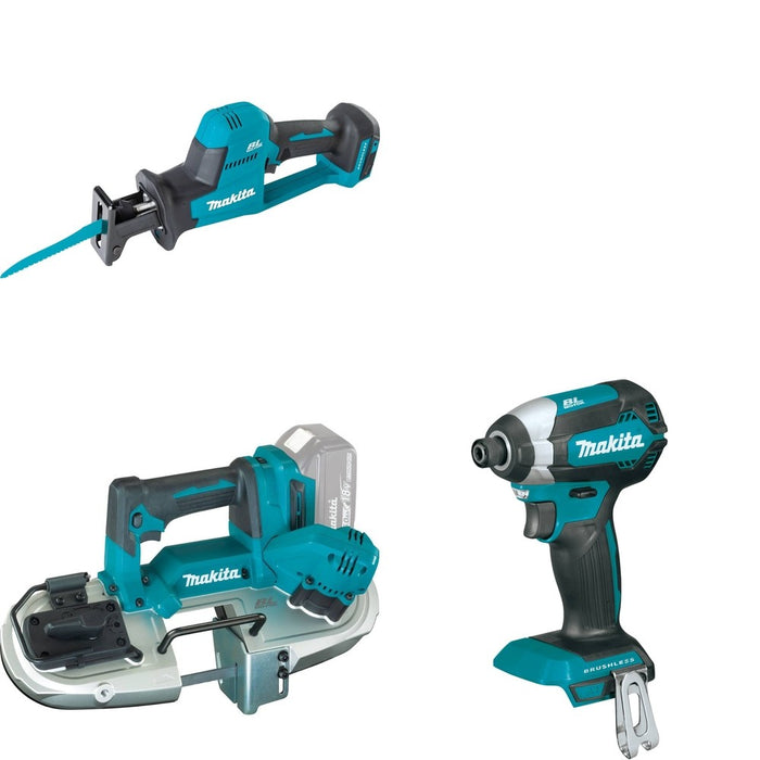 Makita XBP04Z Compact Band Saw W/ XRJ08Z Recipro Saw and FREE XDT13Z Impact Driver