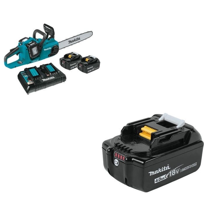 Makita XCU04PT1 16" Chain Saw Kit with 4 Batteries W/ BL1840B 18V LXT Lithium-Ion 4.0Ah Battery