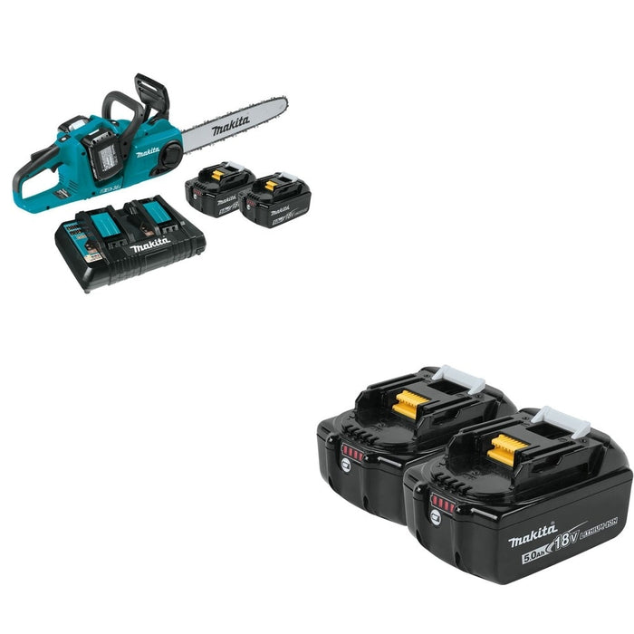 Makita XCU04PT1 18V X2 (36V) LXT 16" Chain Saw Kit with 4 Batteries W/ BL1850B-2 5.0Ah Battery