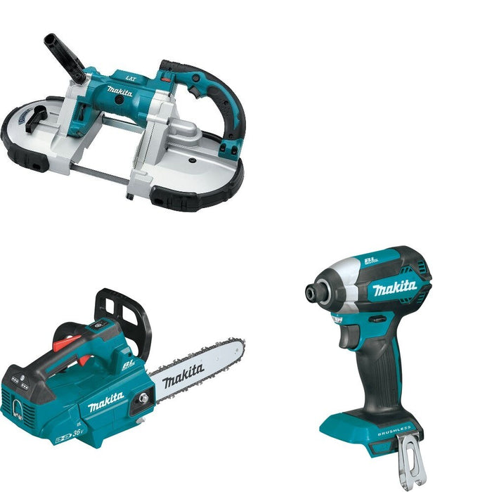 Makita XCU08Z Top Handle Chain Saw W/ XBP02Z Portable Band Saw and FREE XDT13Z Impact Driver