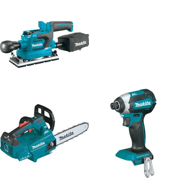 Makita XCU08Z Top Handle Chain Saw W/ XOB03Z Finishing Sander and FREE XDT13Z Impact Driver