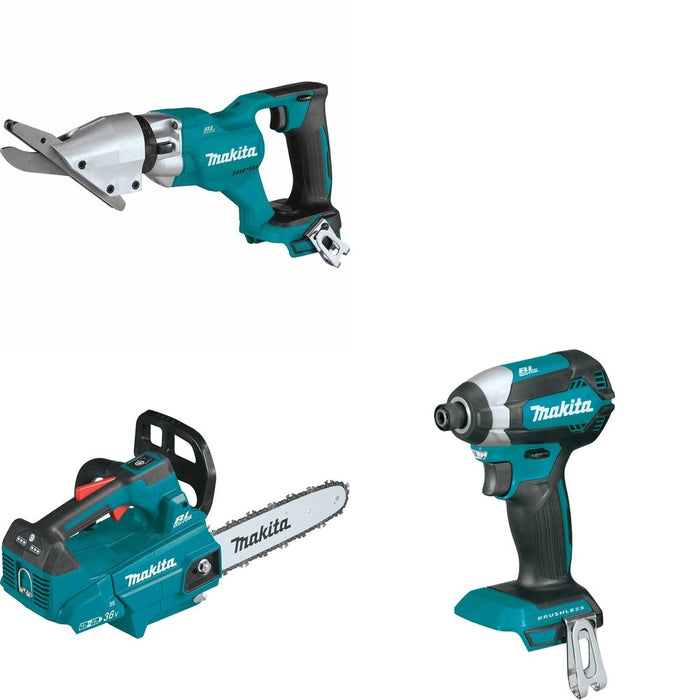 Makita XCU08Z Top Handle Chain Saw W/ XSJ05Z Fiber Cement Shear and FREE XDT13Z Impact Driver
