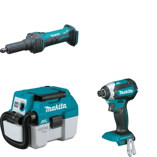 Makita XCV11Z Wet/Dry Vacuum W/ XDG01Z Die Grinder and FREE XDT13Z Impact Driver