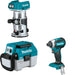 Makita XCV11Z Wet/Dry Vacuum W/ XTR01Z Compact Router and FREE XDT13Z Impact Driver