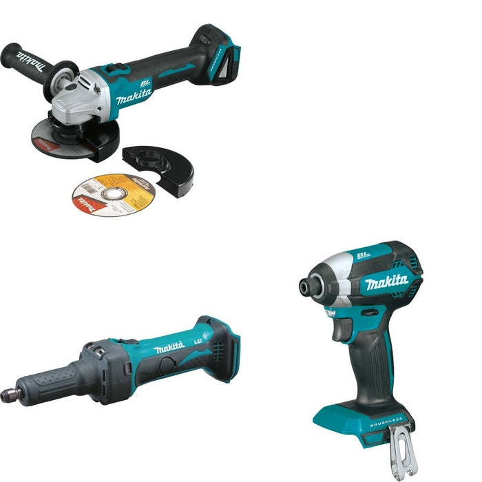 Makita XDG01Z Die Grinder W/ XAG09Z Angle Grinder and FREE XDT13Z Impact Driver