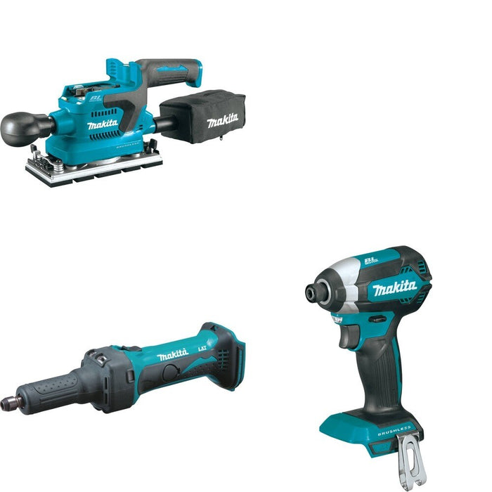 Makita XDG01Z Die Grinder W/ XOB03Z Finishing Sander and FREE XDT13Z Impact Driver