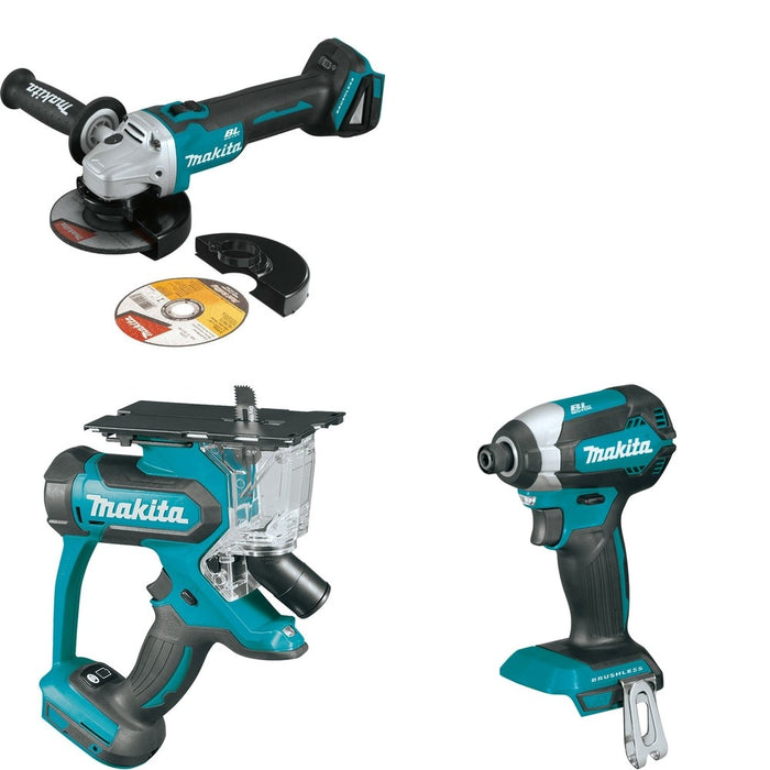 Makita XDS01Z Cut-Out Saw W/ XAG09Z Angle Grinder and FREE XDT13Z Impact Driver