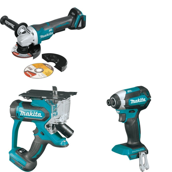 Makita XDS01Z Cut-Out Saw W/ XAG11Z Angle Grinder and FREE XDT13Z Impact Driver