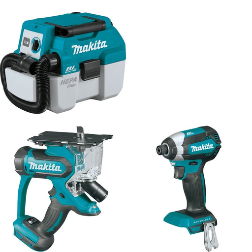 Makita XDS01Z Cut-Out Saw W/ XCV11Z Wet/Dry Vacuum and FREE XDT13Z Impact Driver