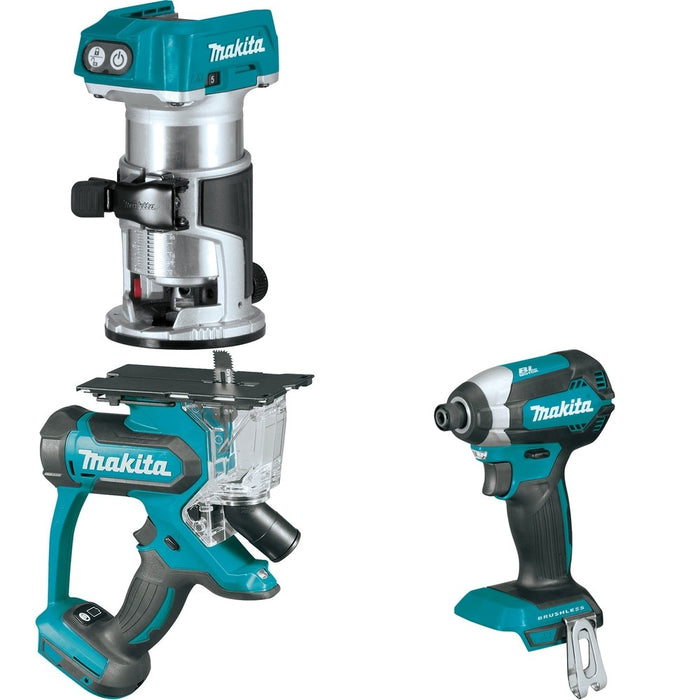 Makita XDS01Z Cut-Out Saw W/ XTR01Z Compact Router and FREE XDT13Z Impact Driver