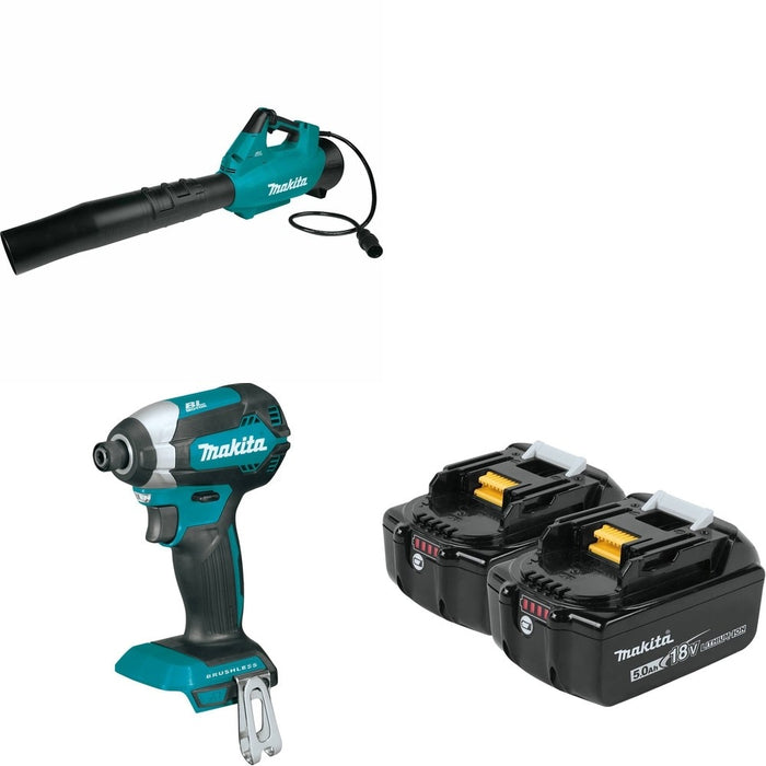 Makita XDT13Z Impact Driver Bare W/ CBU01Z Blower, Connector Cable and BL1850B-2 5.0Ah Battery