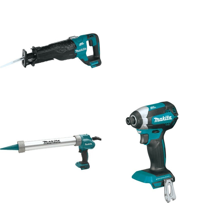 Makita XGC01ZB Caulk and Adhesive Gun W/ XRJ05Z Recipro Saw and FREE XDT13Z Impact Driver