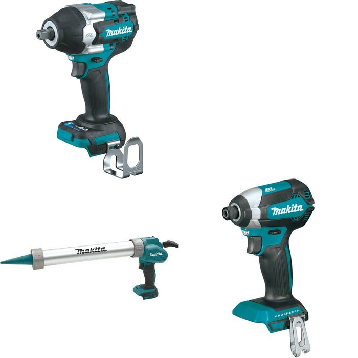 Makita XGC01ZB Caulk and Adhesive Gun W/ XWT18Z Impact Wrench and FREE XDT13Z Impact Driver