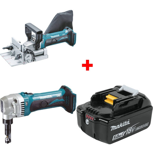 Makita XJP03Z 18V LXT Plate Joiner, Bare w/ XNJ01Z 16Ga Nibbler & FREE Battery