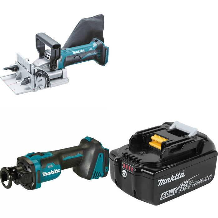 Makita XJP03Z Plate Joiner Kit W/ Cut-Out Tool and FREE 5.0Ah Battery