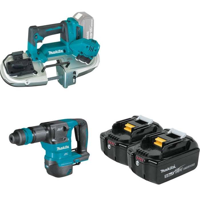 Makita XKH01Z 18V LXT AVT Power Scraper W/ XBP04Z 18V LXT Band Saw and BL1850B-2 5.0Ah Battery