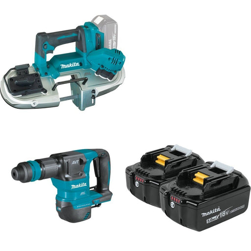 Makita XKH01Z 18V LXT AVT Power Scraper W/ XBP04Z 18V LXT Band Saw and BL1850B-2 5.0Ah Battery