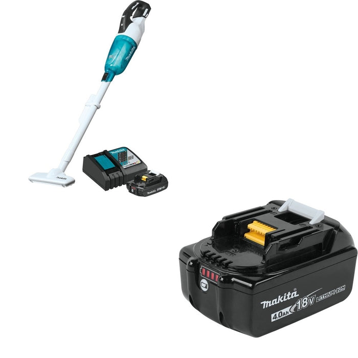 Makita XLC03R1WX4 18V LXT Compact Cordless Vacuum Kit, Trigger w/ Lock W/ BL1840B 4.0Ah Battery