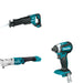 Makita XLT04Z Angle Impact Wrench W/ XRJ05Z Recipro Saw and FREE XDT13Z Impact Driver