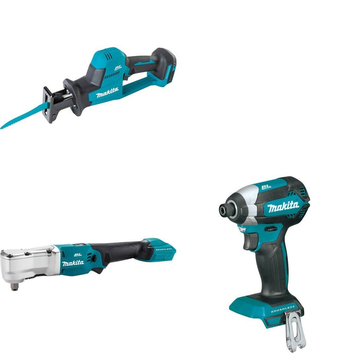 Makita XLT04Z Angle Impact Wrench W/ XRJ08Z Recipro Saw and FREE XDT13Z Impact Driver