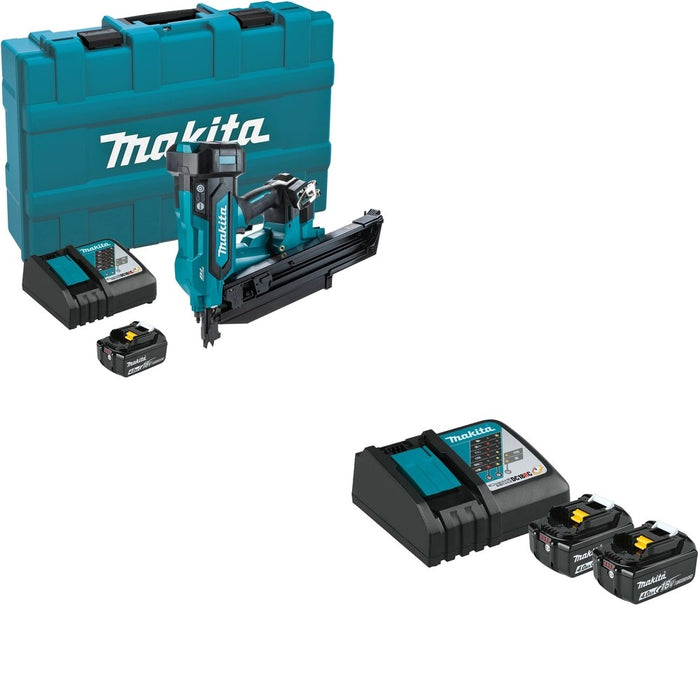 Makita XNB03M1 21" Full Round Head 3-1/2" Framing Nailer Kit W/ BL1840BDC2X Battery and Rapid