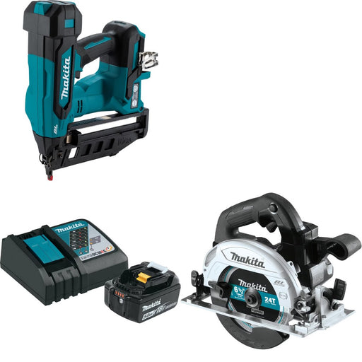 Makita XNB05Z 16 Ga Finish Nailer Kit W/ BL1850BDC1 Battery/Charger and FREE XSH04ZB 6-1/2" Saw