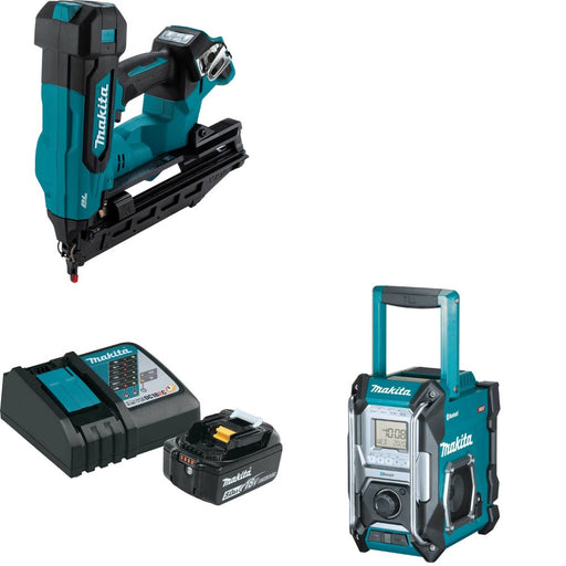Makita XNB06Z Angled Finish Nailer Kit W/ BL1850BDC1 Battery Kit and FREE GRM02 Radio