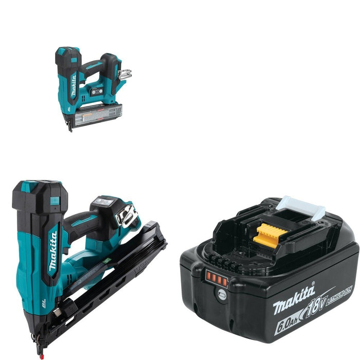 Makita XNB08Z Finish Nailer W/ XNB04Z Brad Nailer and FREE BL1860B Battery