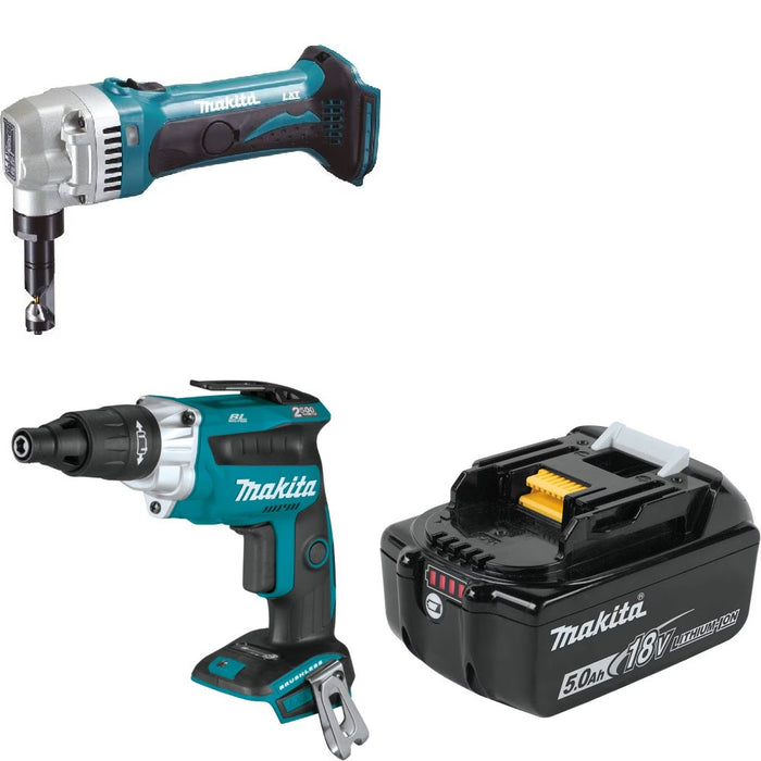 Makita XNJ01Z Nibbler Kit W/ XSF05Z Screwdriver and FREE Battery