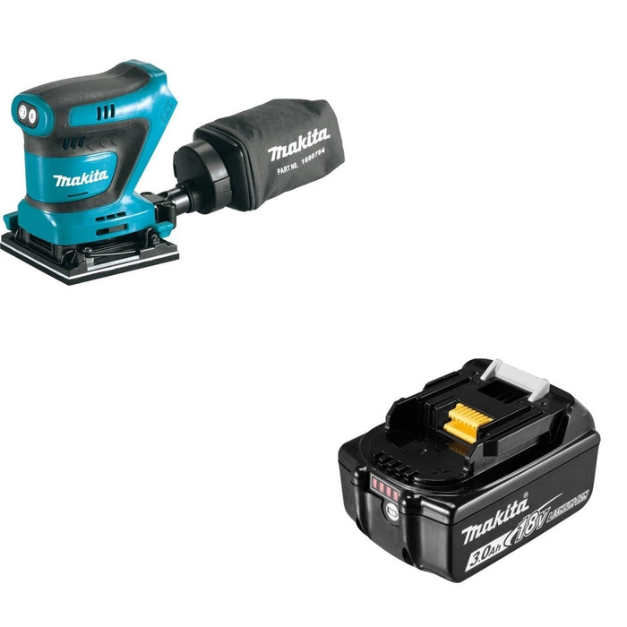 Makita XOB02Z 18V LXT Lithium-Ion Cordless 1/4 Sheet Finishing Sander W/ BL1830B 3.0Ah Battery